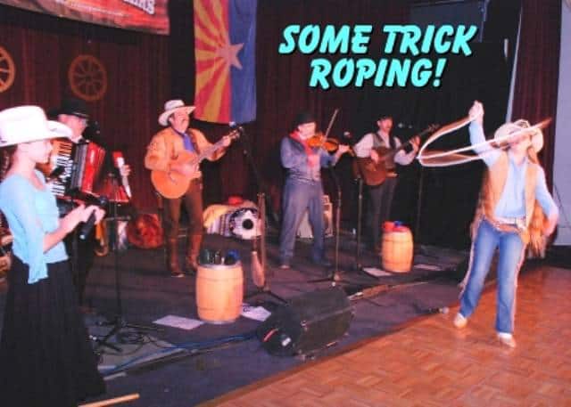 Calena of The Sunset Pioneers trick roping