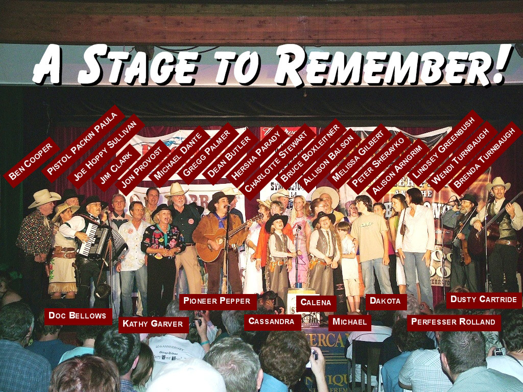 Little House on the Prairie Cast and western film stars on stage with Pioneer Pepper & The Sunset Pioneers at the Western Film Festival in Tombstone Arizona