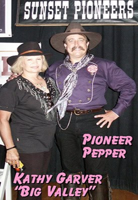 Kathy Garver from The Big Valley with Pioneer Pepper at the Little House on the Prairie reunion in Tombstone